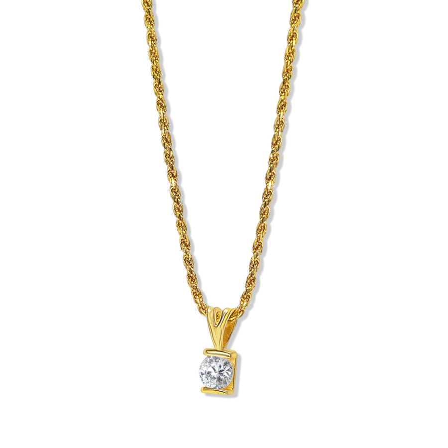 Square Birthstone Pendant | 10k Yellow/White/Rose Gold | 16–22"