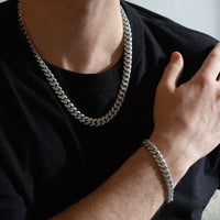10mm silver cuban chain with diamonds