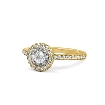 Halo Engagement Ring | 0.52 CT | 14k Yellow/White/Rose Gold