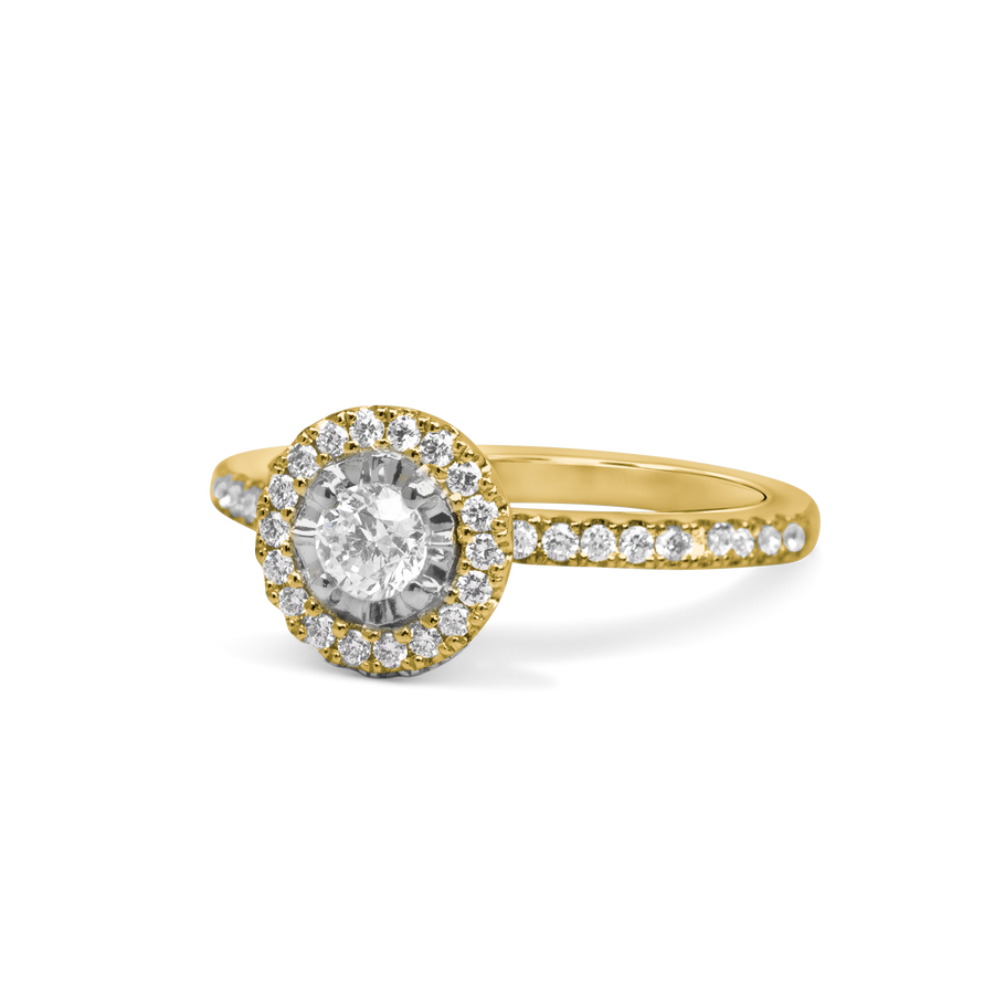 Halo Engagement Ring | 0.52 CT | 14k Yellow/White/Rose Gold