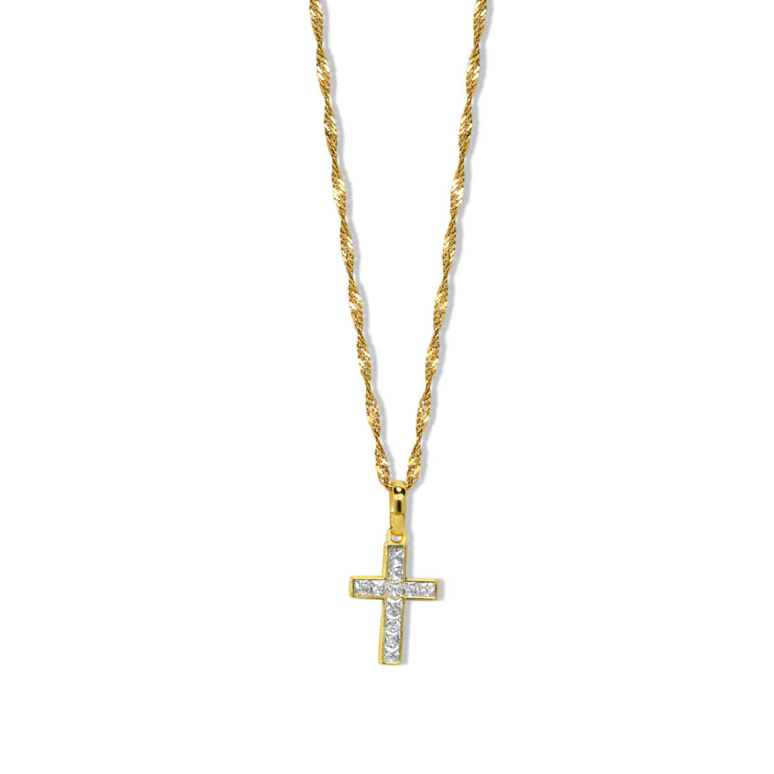 Small Cross with CZ | 10k Gold | 16–22"