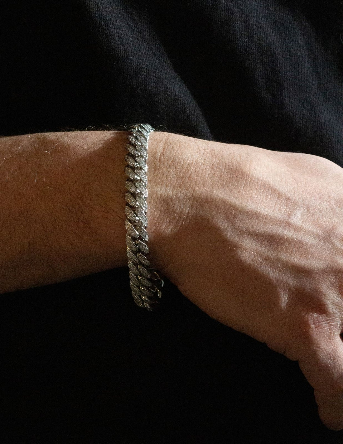 Reversible Cuban Bracelet with CZ | Silver | 10mm | 9"