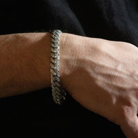 Reversible Cuban Bracelet with CZ | Silver | 10mm | 9"