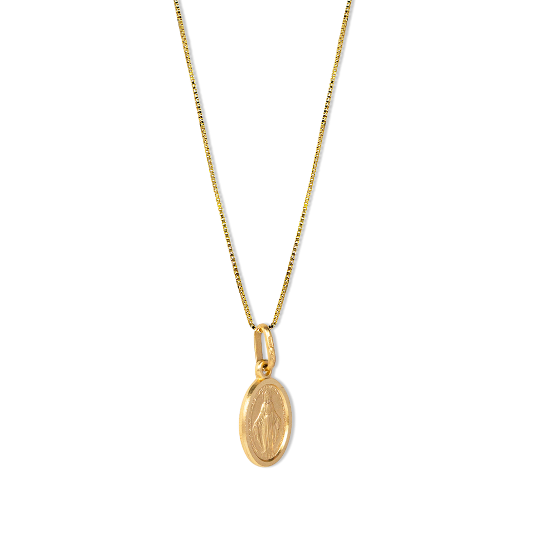 small 10k mary pendant necklace