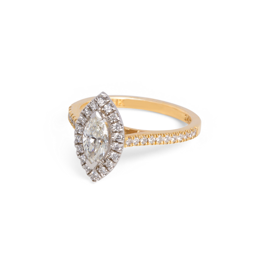 Halo Marquise Engagement Ring | 0.96 CT | 14k Yellow/White/Rose Gold