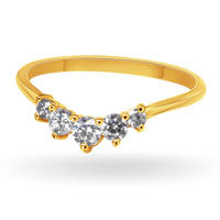 Chevron Ring with CZ | 10k Yellow/White/Rose Gold