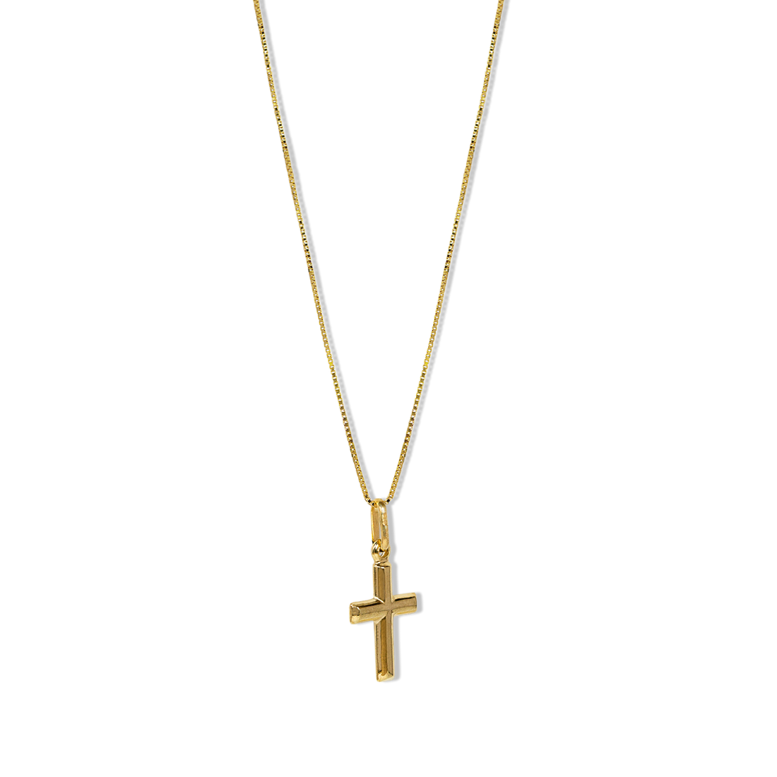 Basic Cross Pendant 10k Gold 16 22 Curb Chain 0.7mm 18