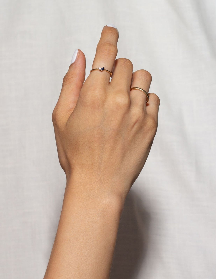 Small 2 Birthstone Ring | 10k Yellow/White/Rose Gold