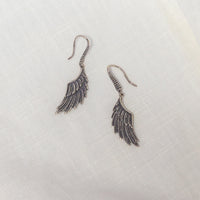 angel wing silver drop earrings angel wings, angel doubles earrings, celtic design silver dangling earrings
