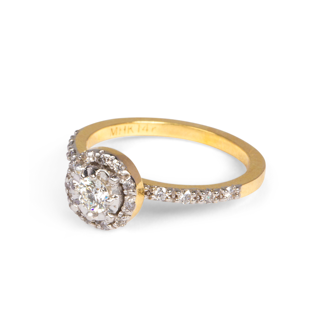 Round Halo Engagement Ring | 0.45 CT | 14k Yellow/White/Rose Gold