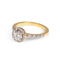 Round Halo Engagement Ring | 0.45 CT | 14k Yellow/White/Rose Gold