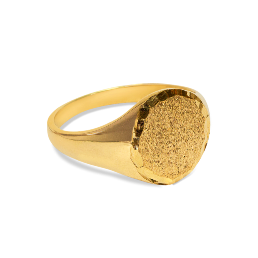 Men's Chunky Diamond-Cut Signet Ring | 10k Yellow/White/Rose Gold