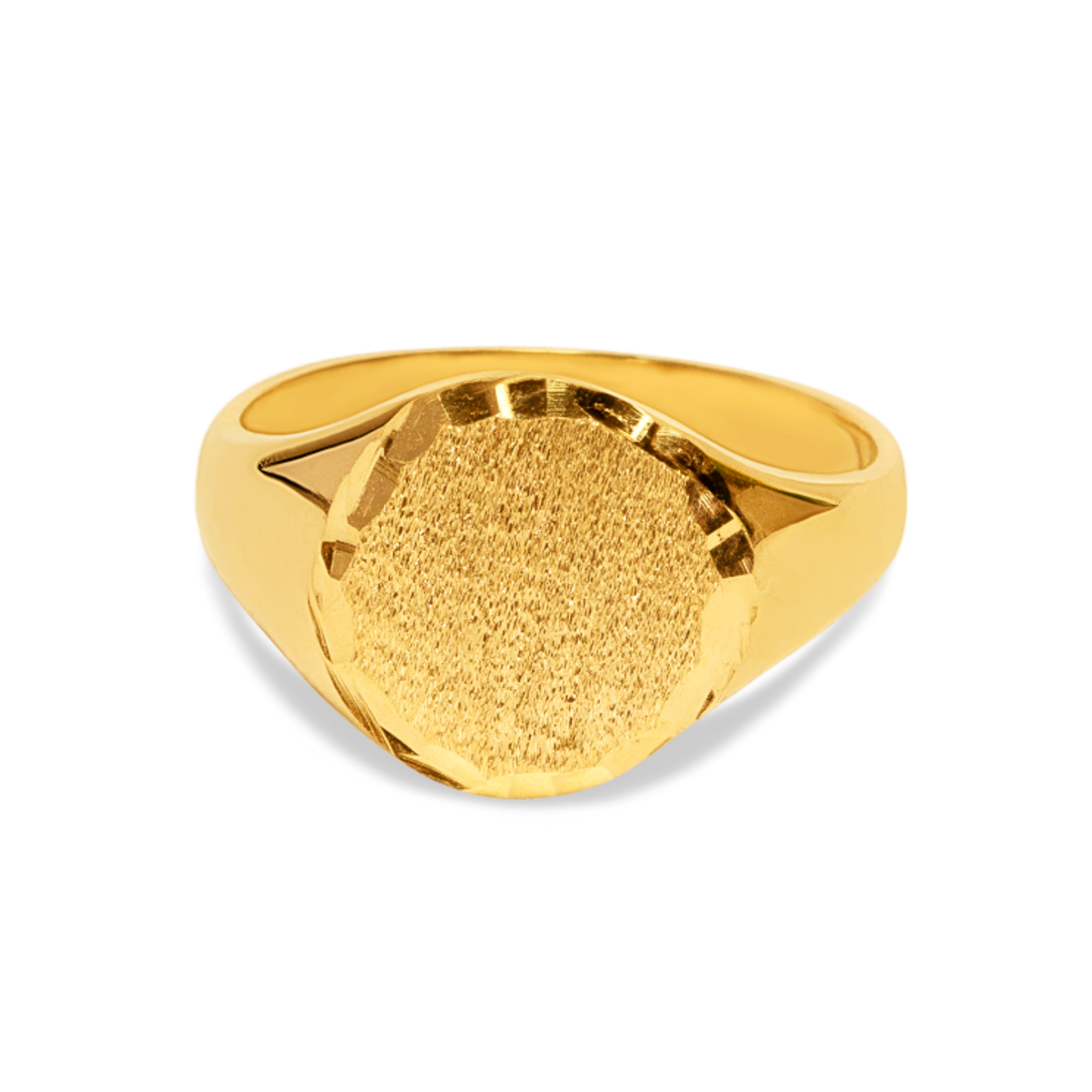 Men's Chunky Diamond-Cut Signet Ring | 10k Yellow/White/Rose Gold
