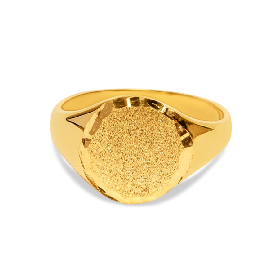 Men's Chunky Diamond-Cut Signet Ring | 10k Yellow/White/Rose Gold