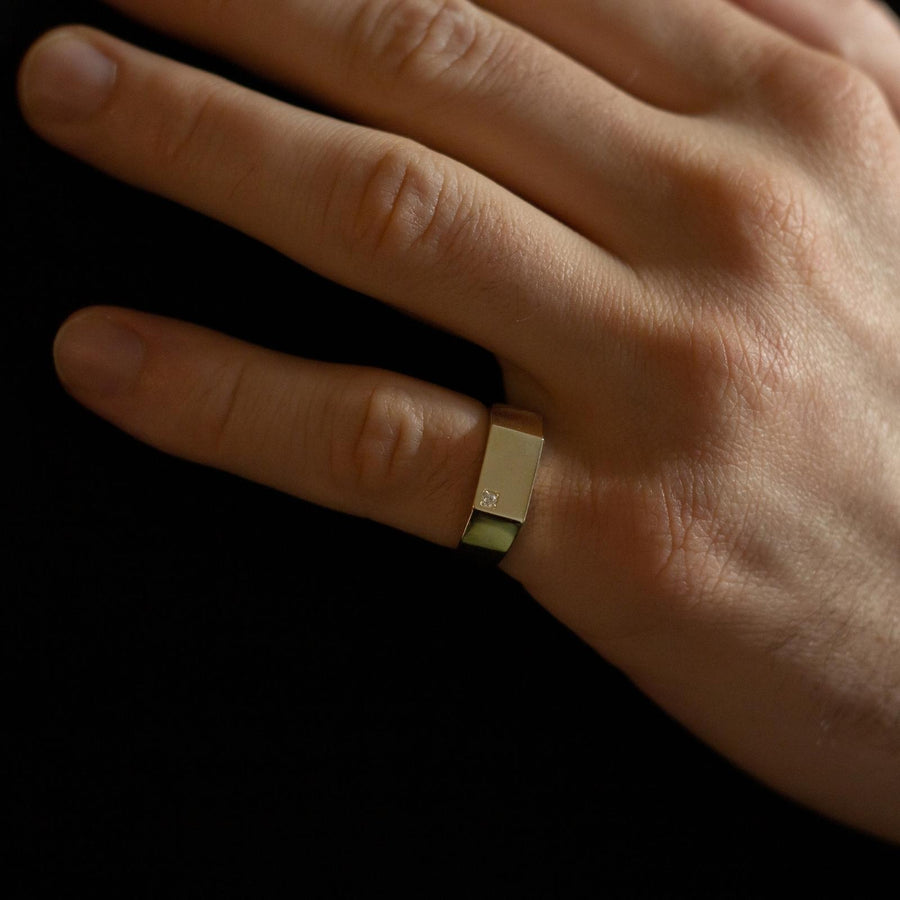 Men’s Signet Ring with Birthstone | 10k-14k Yellow/White/Rose Gold