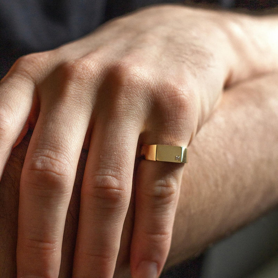 monogrammed mens ring gold, mens initial ring gold