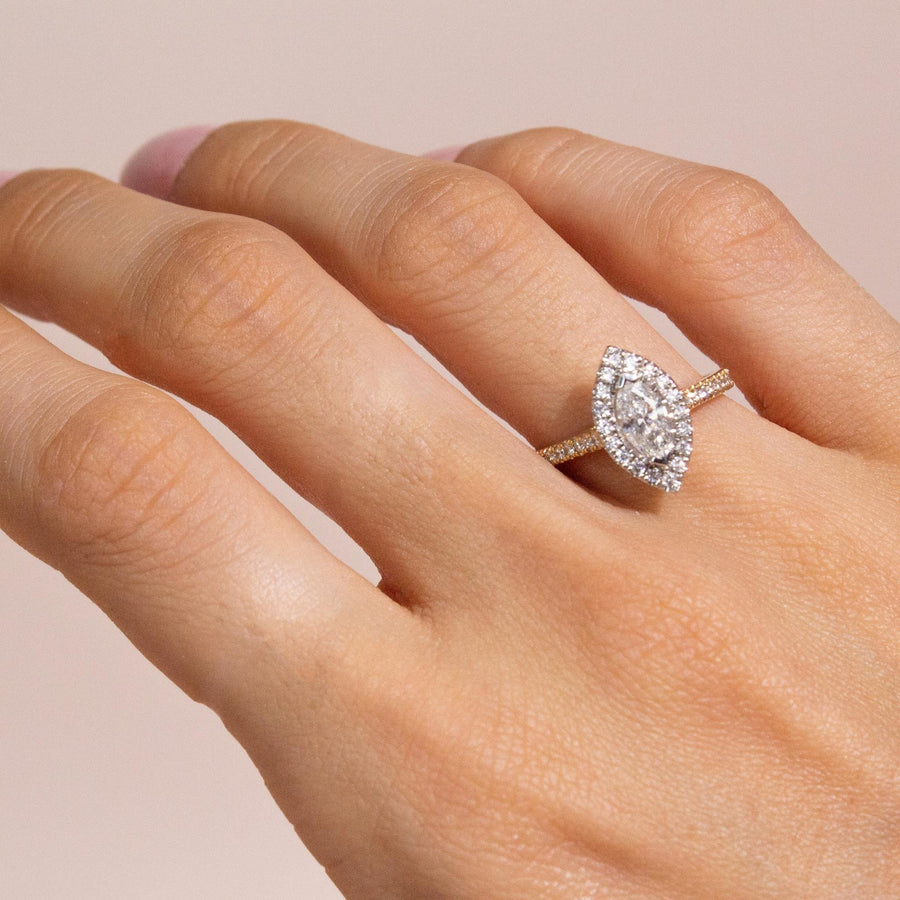 marquise halo diamond ring