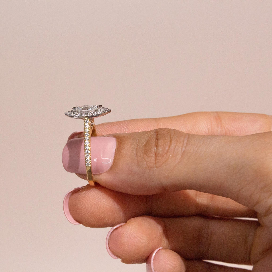 marquise cut halo diamond engagement ring