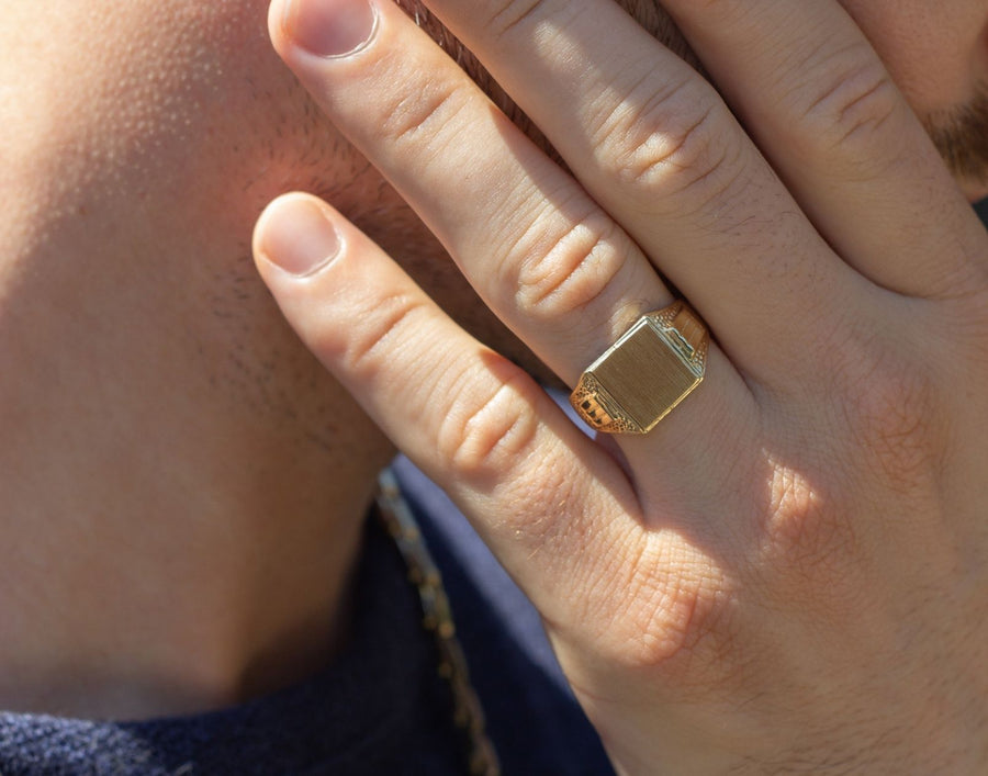 man white gold pinky ring, solid gold man ring, man 14k gold signet, man gold pinky ring 14k