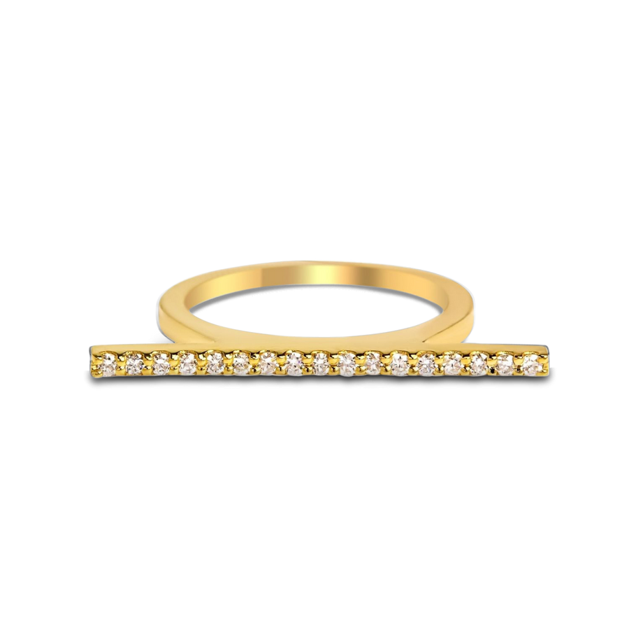 bar ring gold, bar ring 10k gold, gold square bar ring with diamonds