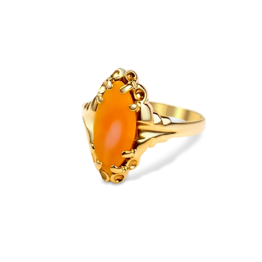 womens gold coral ring, 10k gold womens ring, antique vintage gold coral ring toronto, womens gold rings toronto