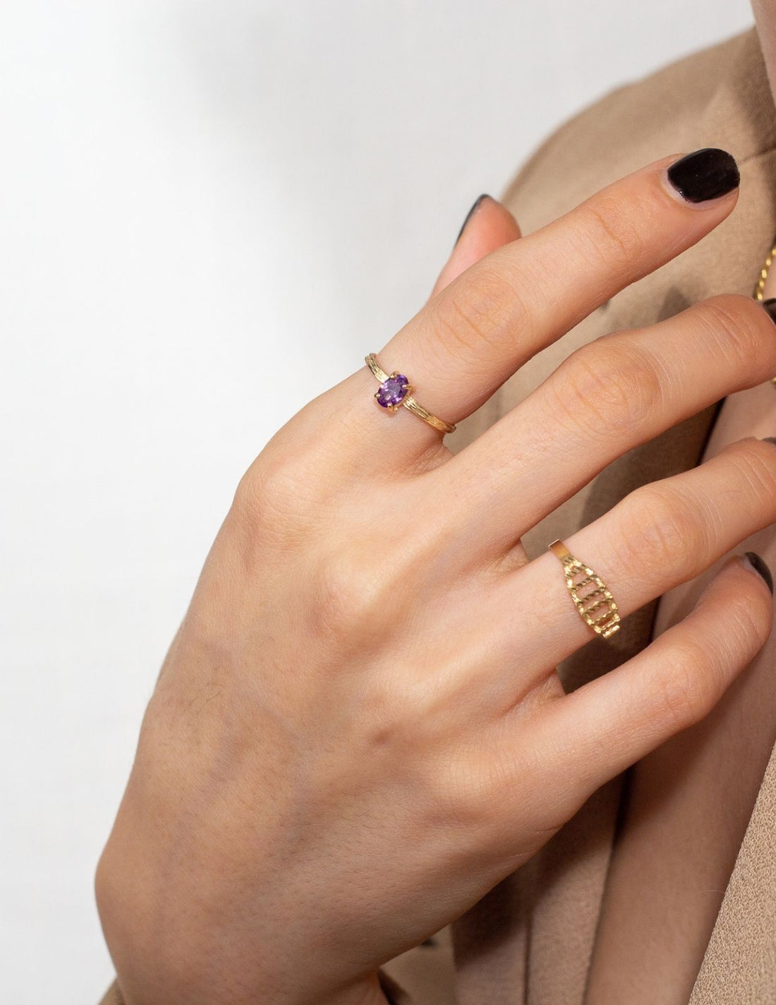 Women's Gold Amethyst Stone Ring 10k Gold Rings – Jewellery