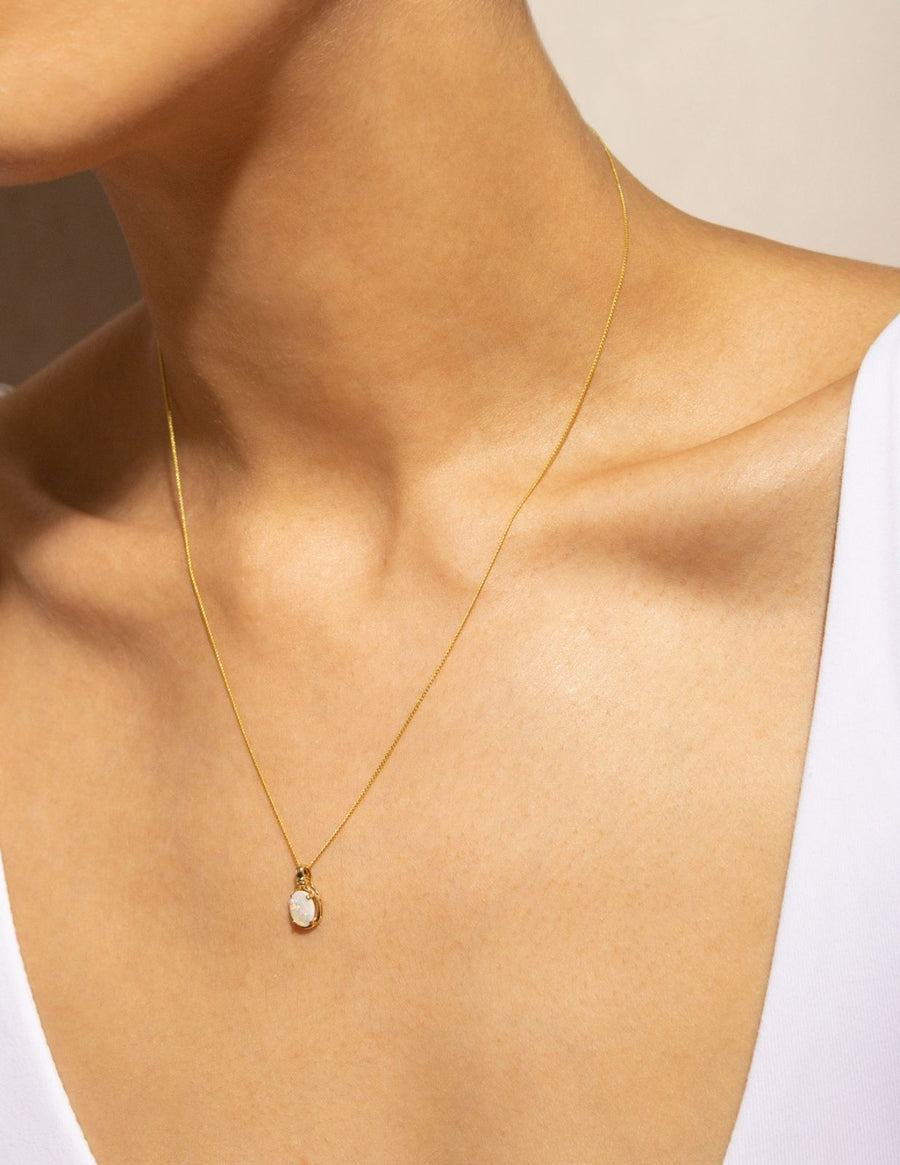 white opal necklace, rose gold opal necklace, 10k rose gold opal pendant, opal pendant necklace white gold
