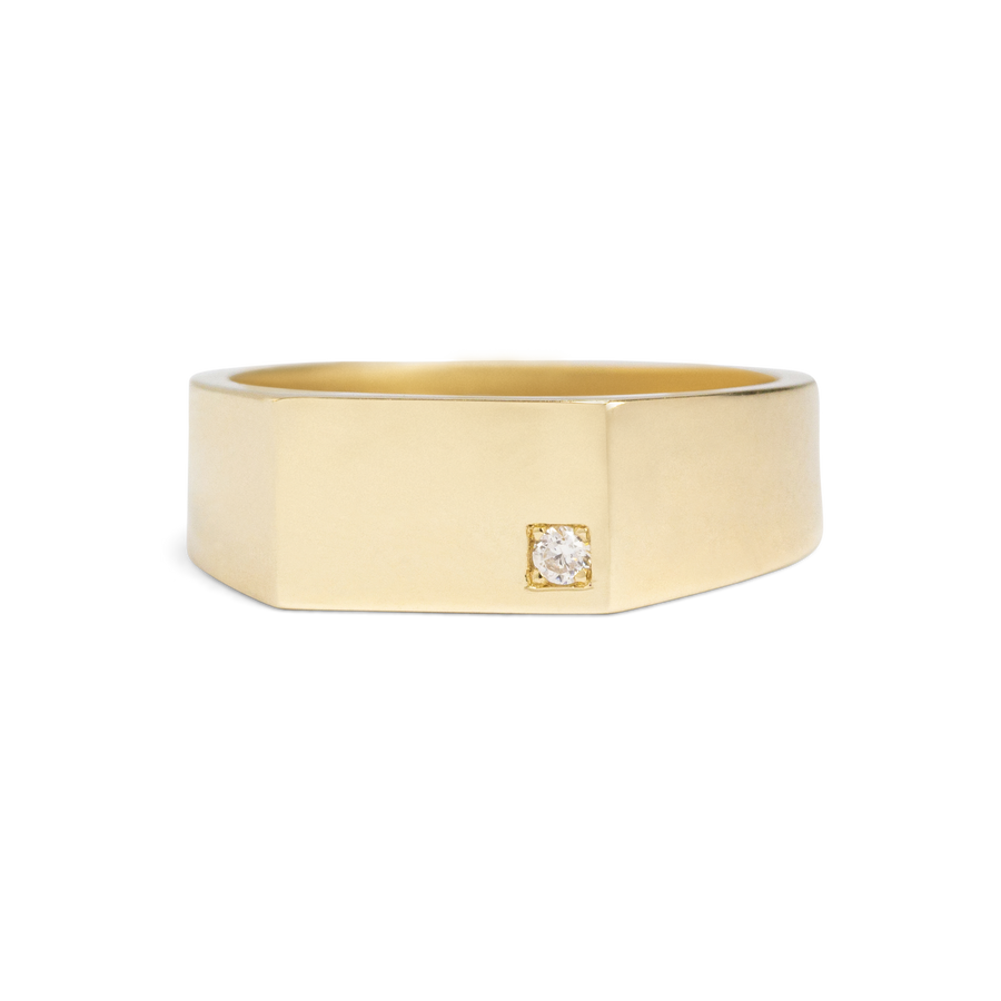 Men’s Signet Ring with Diamond | 10k-14k Yellow/White/Rose Gold
