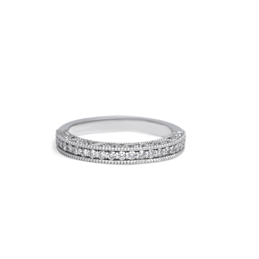 white gold milgrain ring