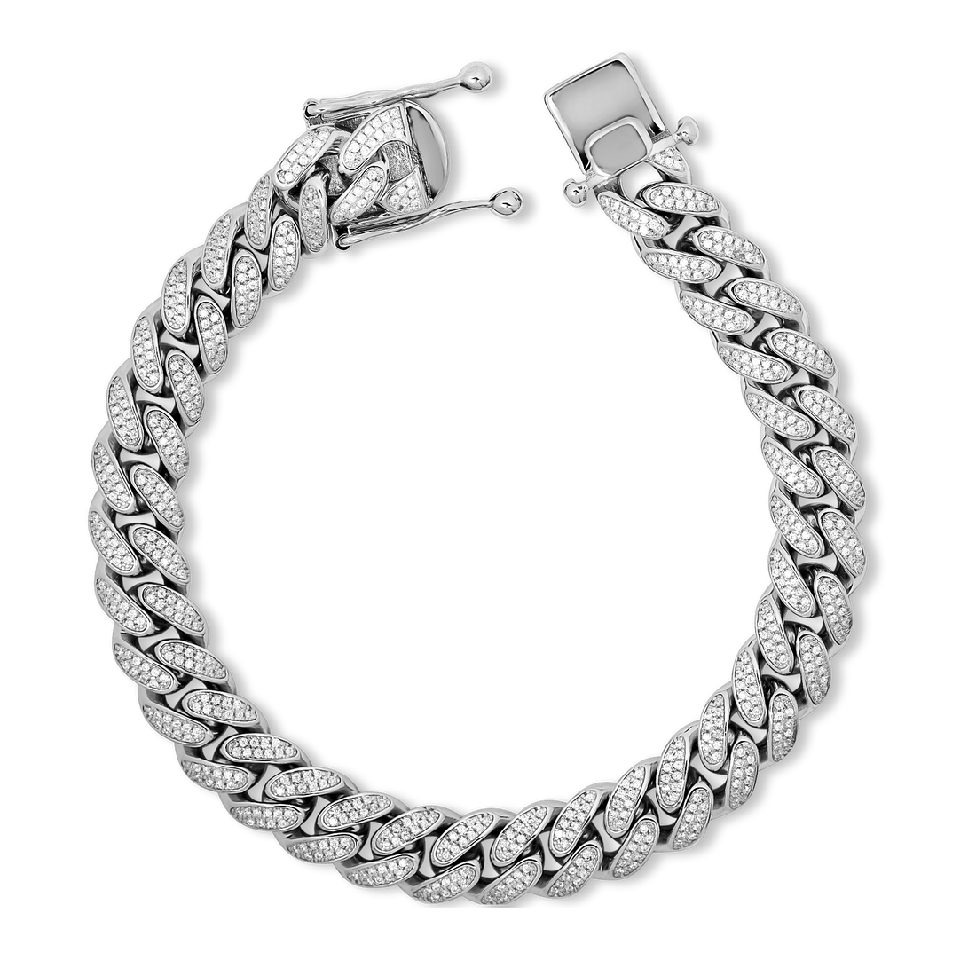 diamond cuban link bracelet, heavy cuban bracelet silver 10mm diamonds