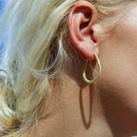 Women's classic gold earrings canada, 10k gold oval hoops