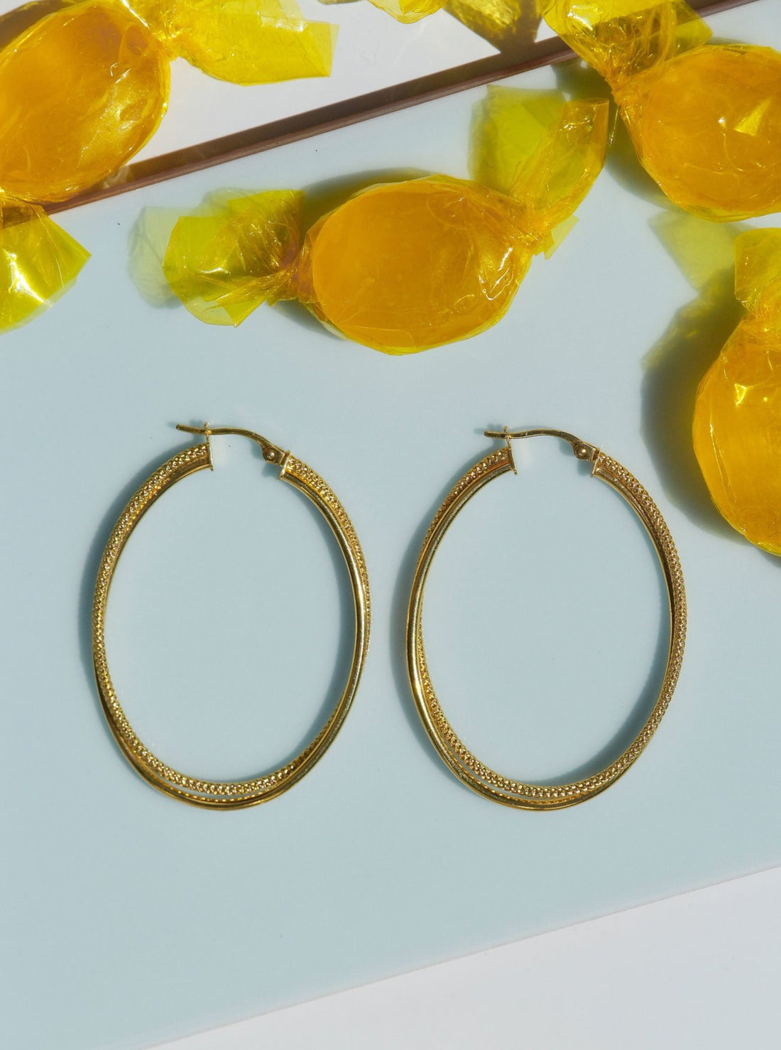 Large Oval Gold Hoops, 10k oval hoops, textured gold oval hoops, gold oval hoops canada, 10k hoops