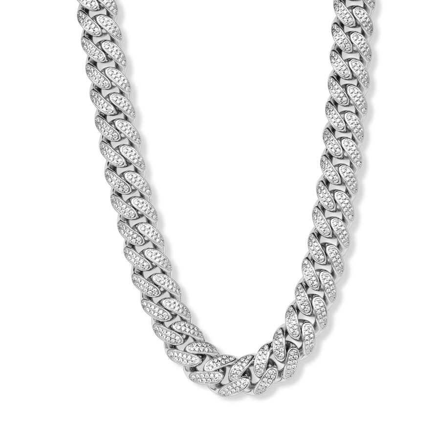 cuban heavy silver cuban chain with stones