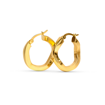 gold wavy hoop earrings, small wavy gold hoops, twisted 10k hoop earrings, solid gold hoop earrings