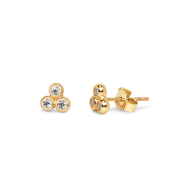 10k gold diamond stud earrings, tripple diamond stud earrings, ball earrings studs