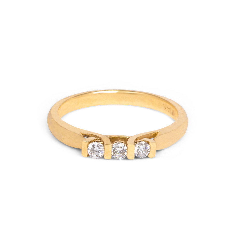 Three Stone Diamond Ring Band | 0.18CT | 10-14k Yellow/White/Rose Gold