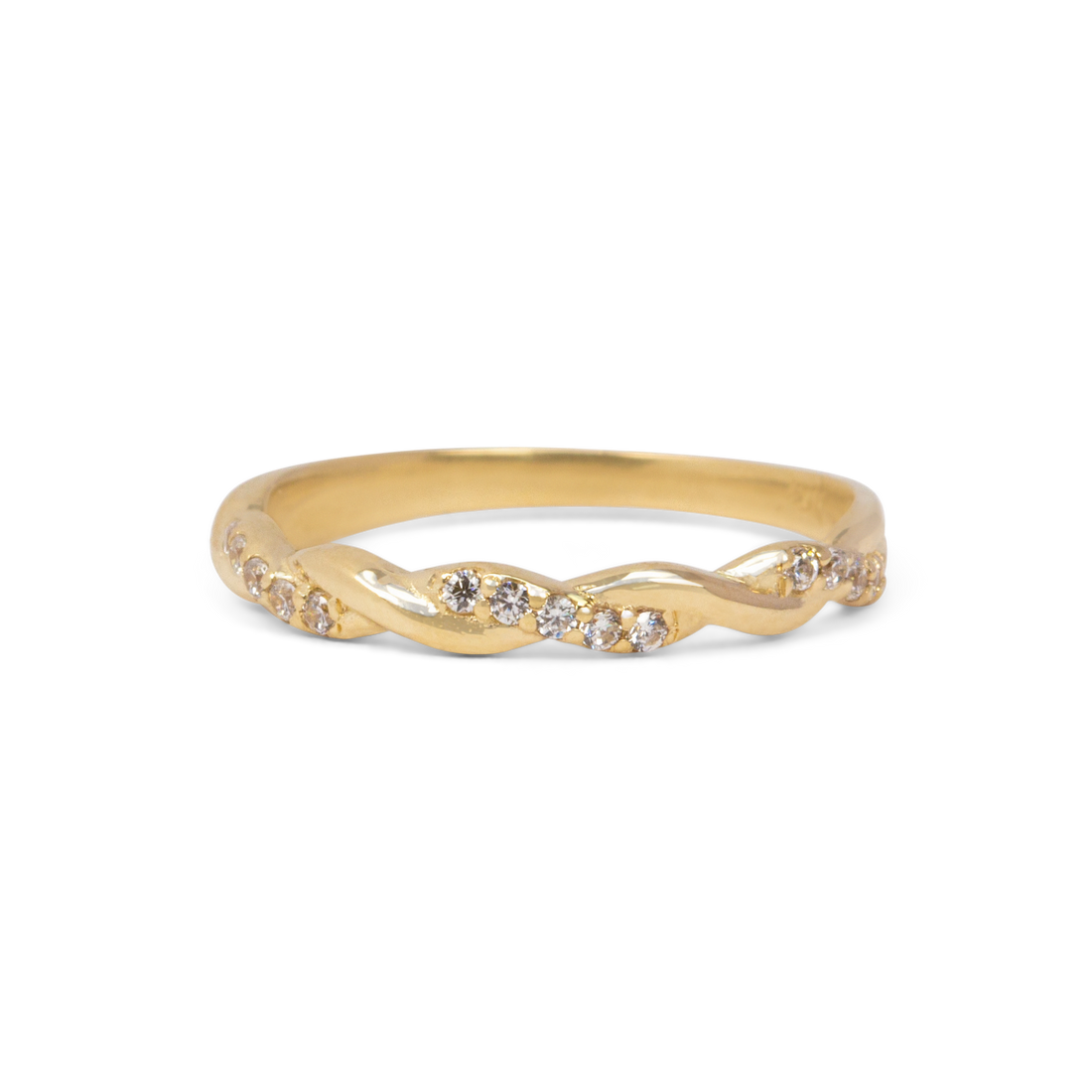 Braided CZ Ring | 10k-14k Yellow/White/Rose Gold