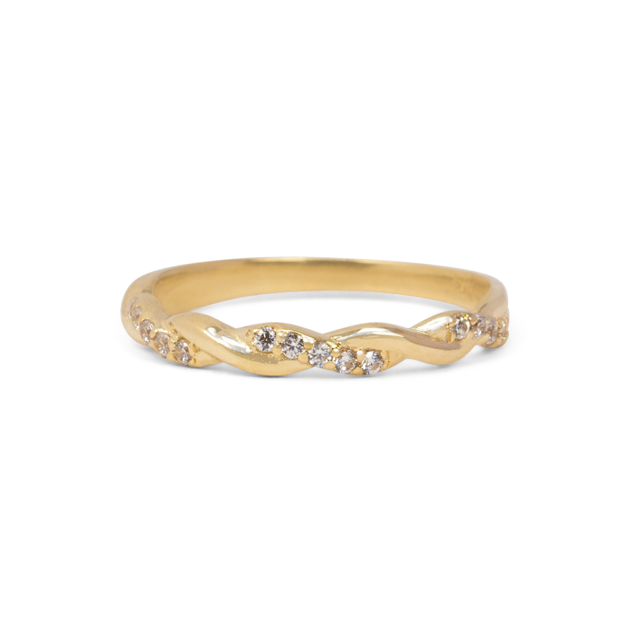 Braided CZ Ring | 10k-14k Yellow/White/Rose Gold