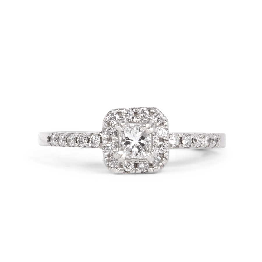 square diamond with halo,  square halo engagement rings