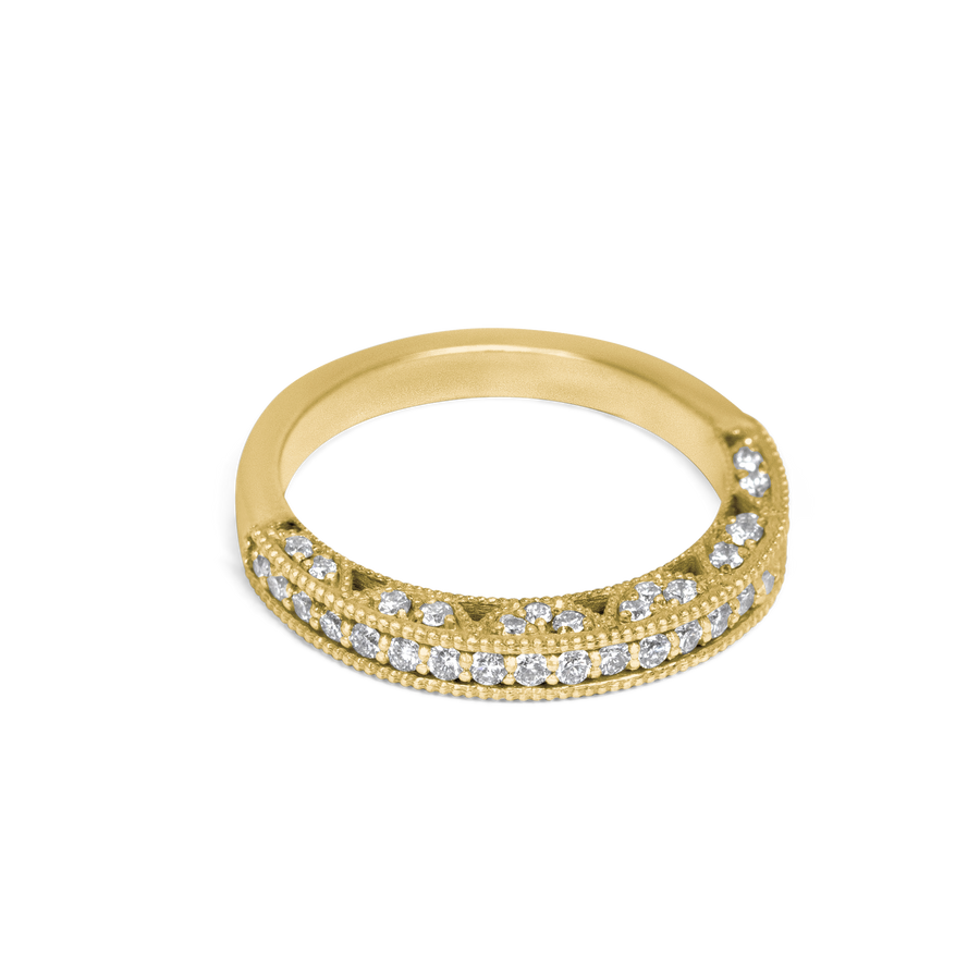 Milgrain Wedding Band | 0.51 CT | 14k Yellow/White/Rose Gold