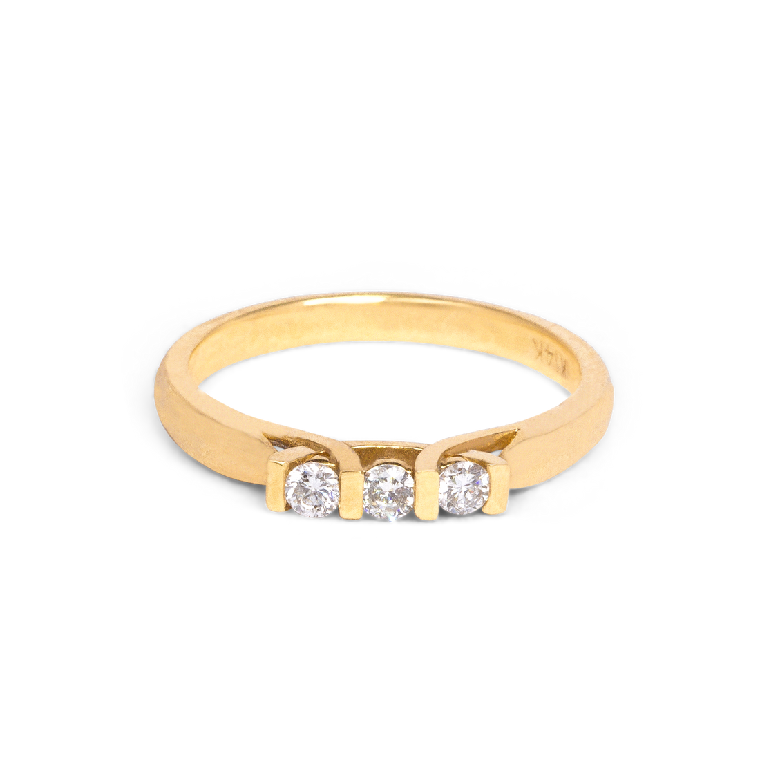 3 stone gold ring, gold mothers ring 3 stones