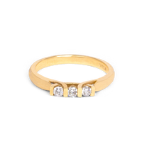 3 stone gold ring, gold mothers ring 3 stones