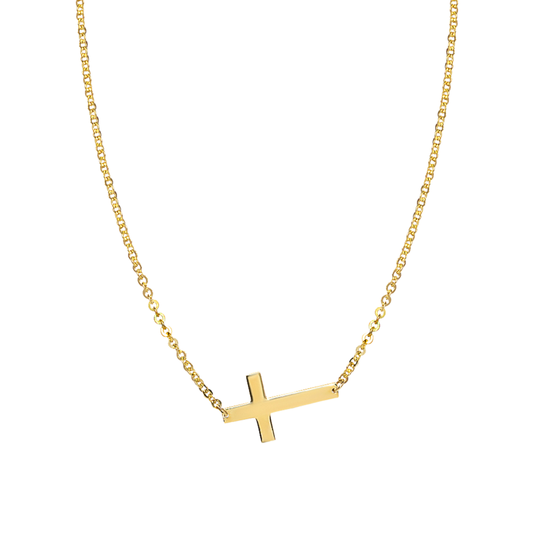 Horizontal Cross Necklace | 14k Gold | 17"