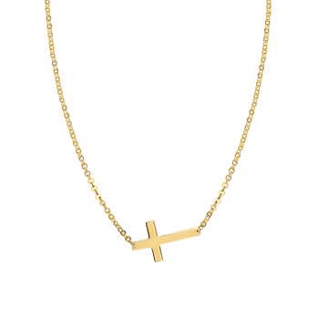 Horizontal Cross Necklace | 14k Gold | 17"