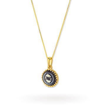 Pisces Zodiac Pendant | 10k Gold and Onyx | 16-28"