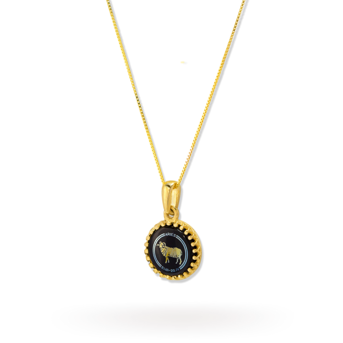 Aries Zodiac Pendant | 10k Gold and Onyx | 16-28"