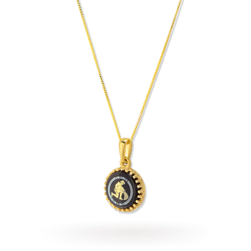 Aquarius Zodiac Pendant | 10k Gold and Onyx | 16-28"