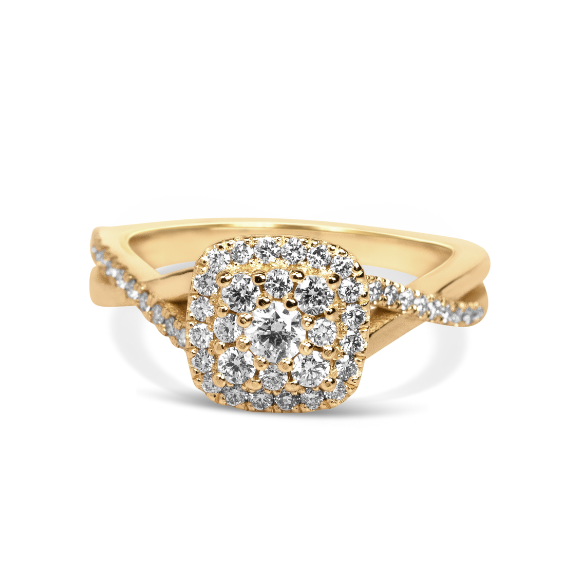 cushion cut halo diamond ring, princess cut halo engagement ring