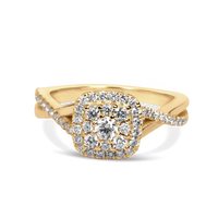 cushion cut halo diamond ring, princess cut halo engagement ring