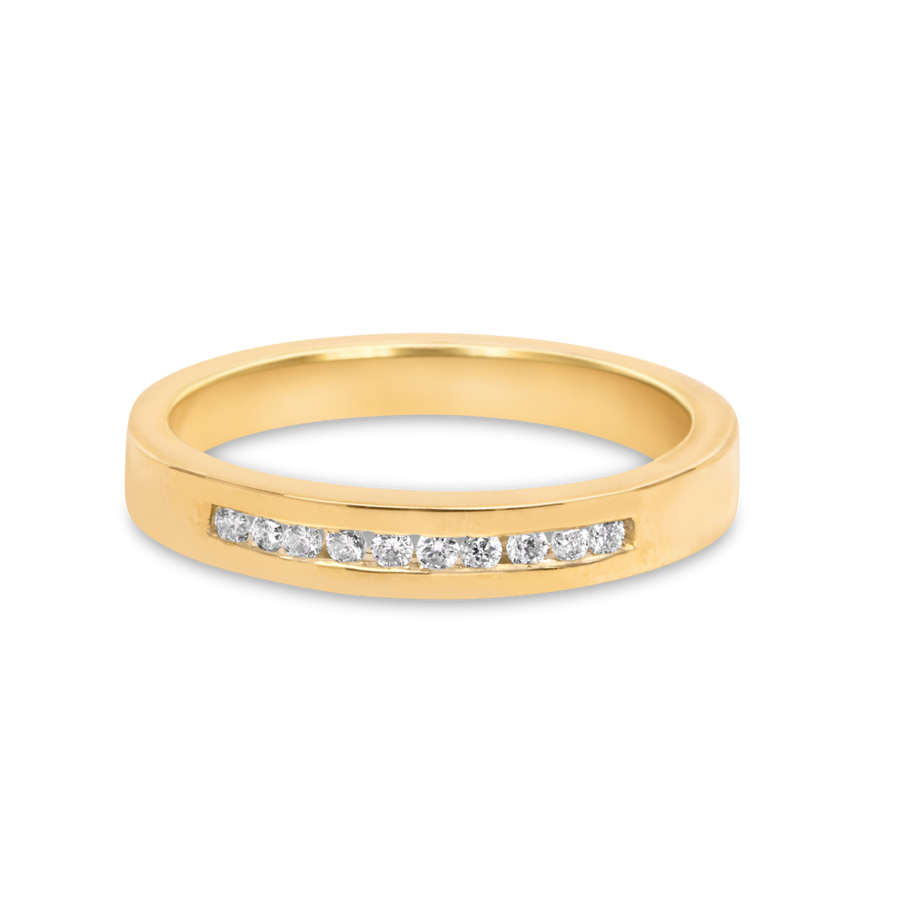 Channel Set Wedding Band | 0.10 CT | 14k Yellow/White/Rose Gold
